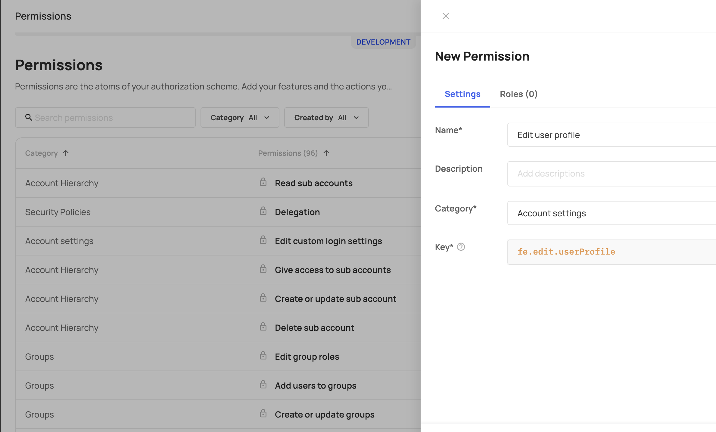 Adding a new permission
