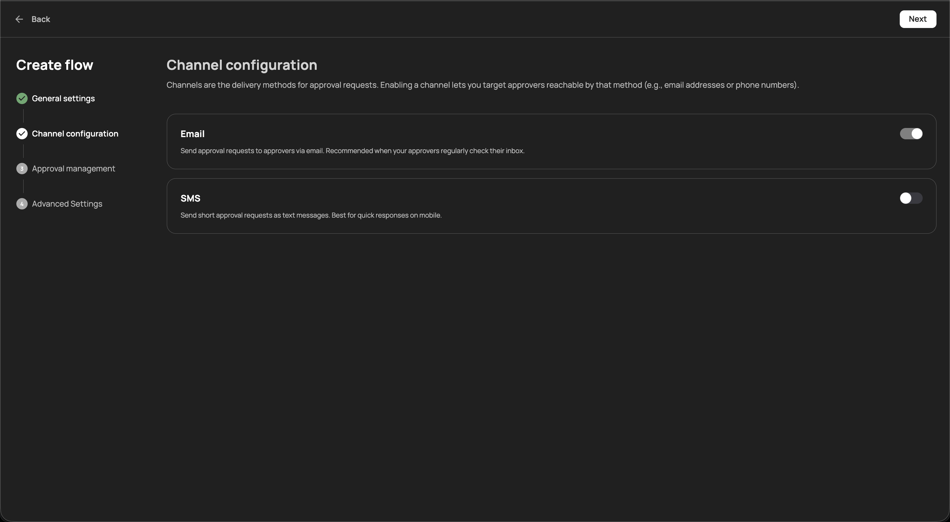 Channel configuration