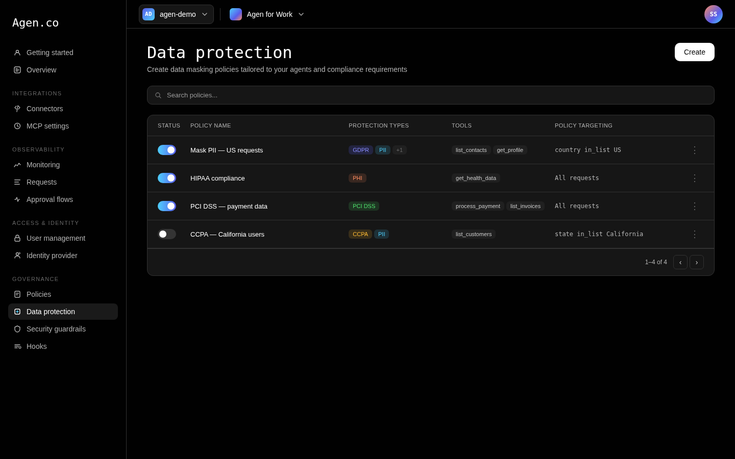 Data protection page