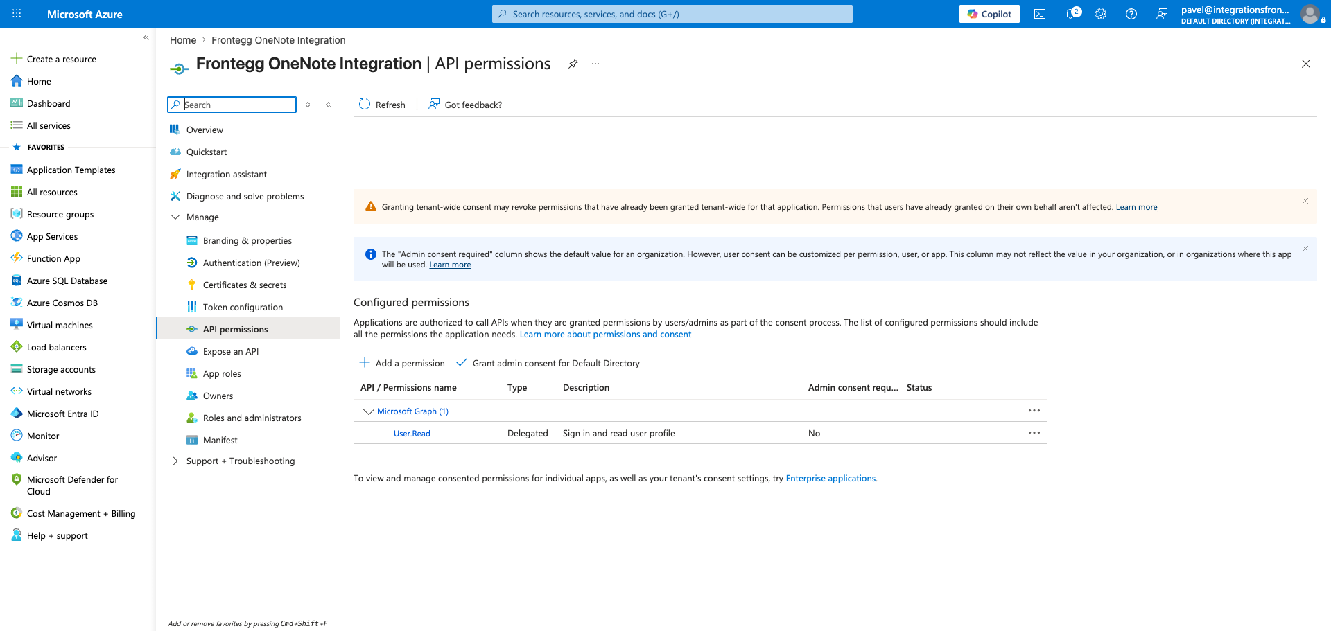 API permissions page with Add a permission button highlighted