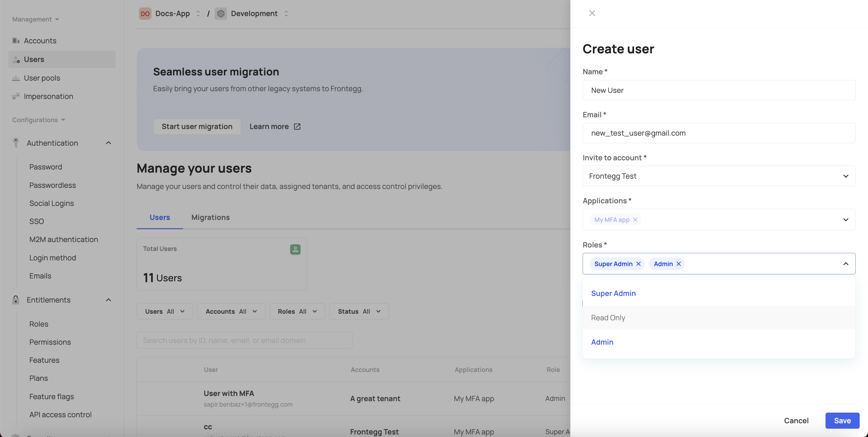 Management role assignment